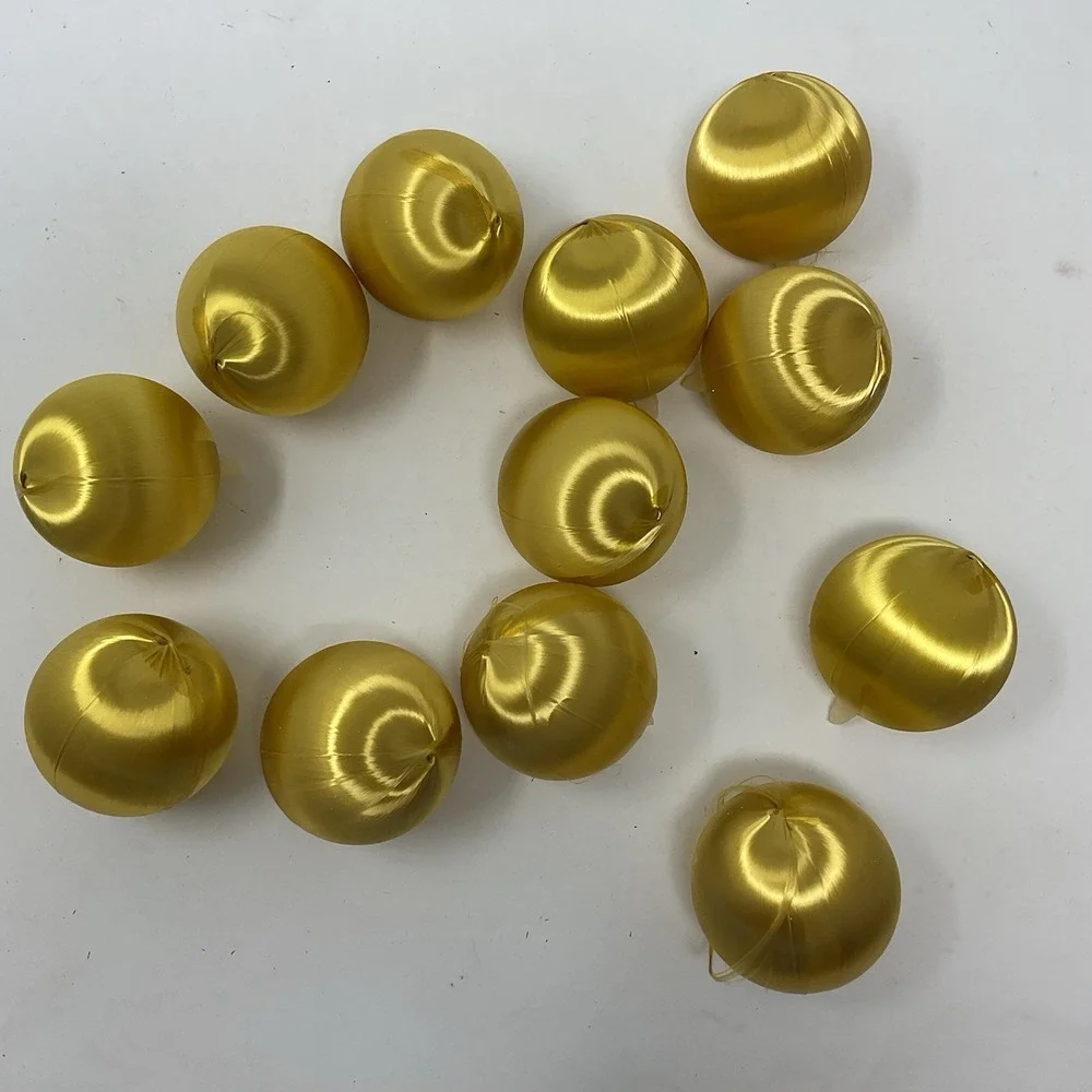 VTG‎ Essex Franke Gold Satin Unbreakable Christmas Ornaments 3 Boxes 12 Each USA